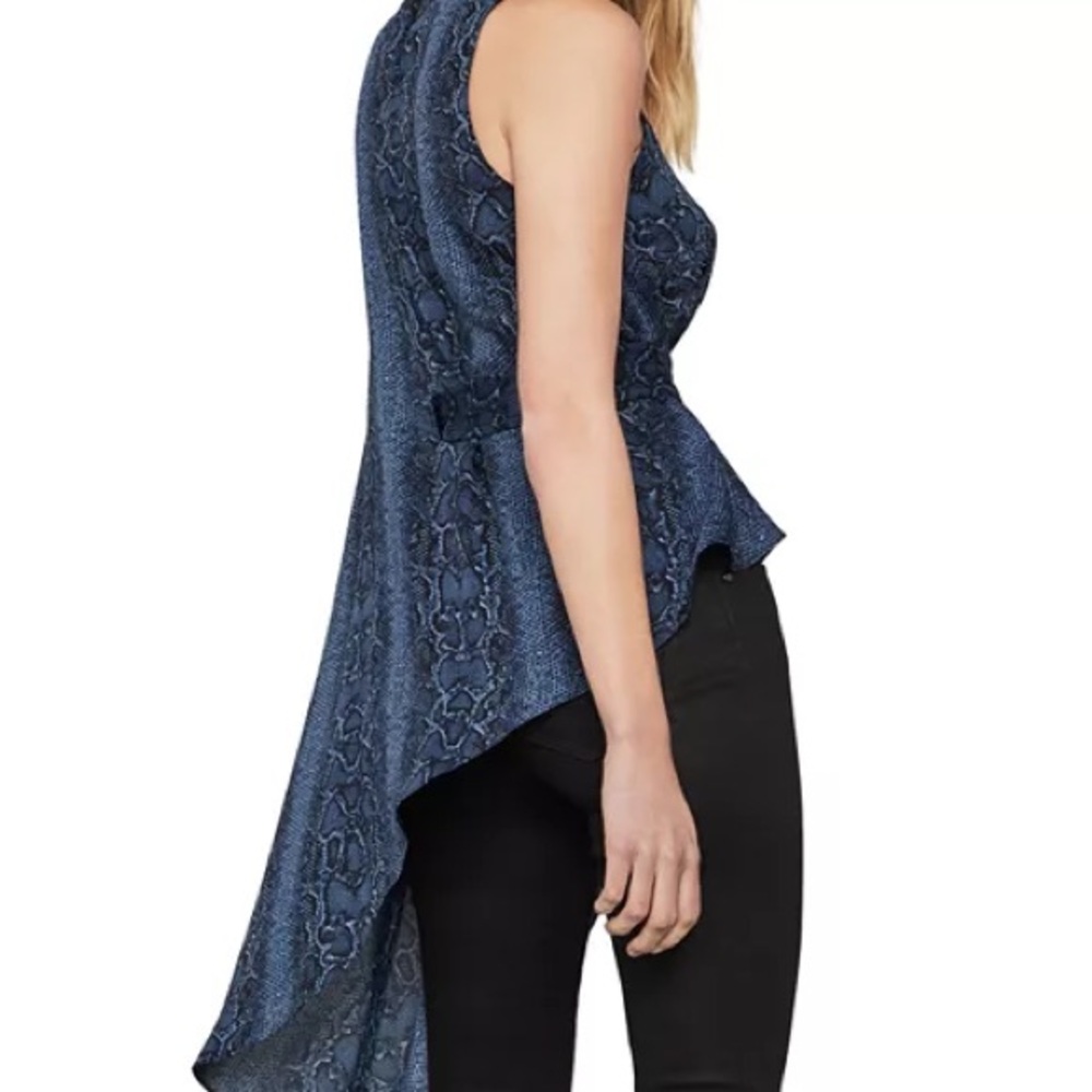 New Bcbgmaxazria Blue Python Draped Asymmetric Mo… - image 4
